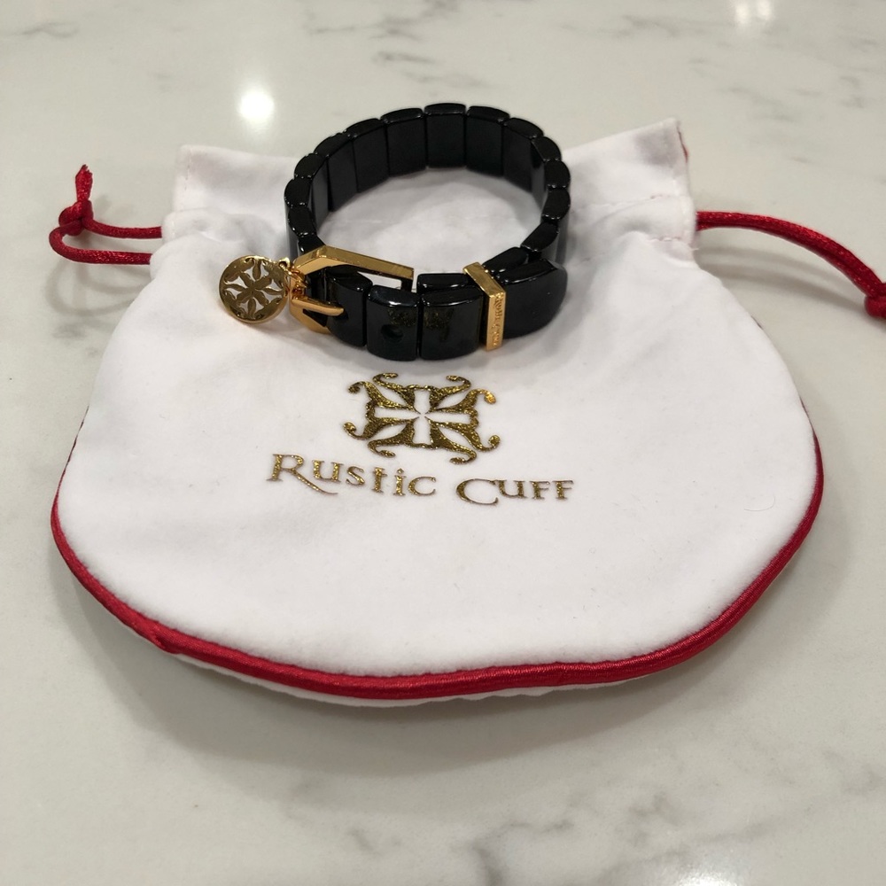 Rustic Cuff Charay Bracelet in Black with Gold